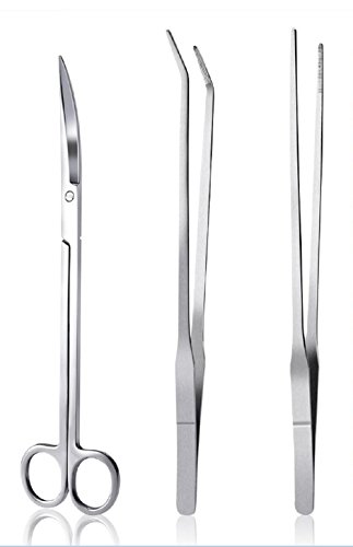 Yworld Aquarium Ciseaux, Aquarium Kit Outil Accessoires en Acier Inoxydable Aquarium Réservoir De l'eau De Plante De Pinces À Épiler Ciseaux Outils Set De Poisson Starter Kits