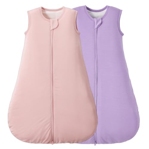Image of Duomiaomiao 2 Pack Buttery Soft Wearable Blanket Rayon Made from Bamboo Baby Sleep Sack 18-36 Months 1.0 TOG, Premium Baby Sleeping Bag 2-Way Zipper for Babies