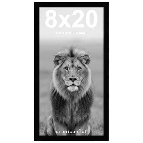 Americanflat 8x20 Picture Frame with Shatter-Resistant Glass - Signature Collection - Gallery-Style Frames Made of Engineered Wood - Photo Frame for Wall Display - Black