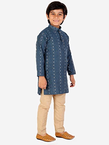 Image of Pro-Ethic Style Developer Boys Cotton Floral Ethnic Wear Kurta & Contrast Pajama Set (152)