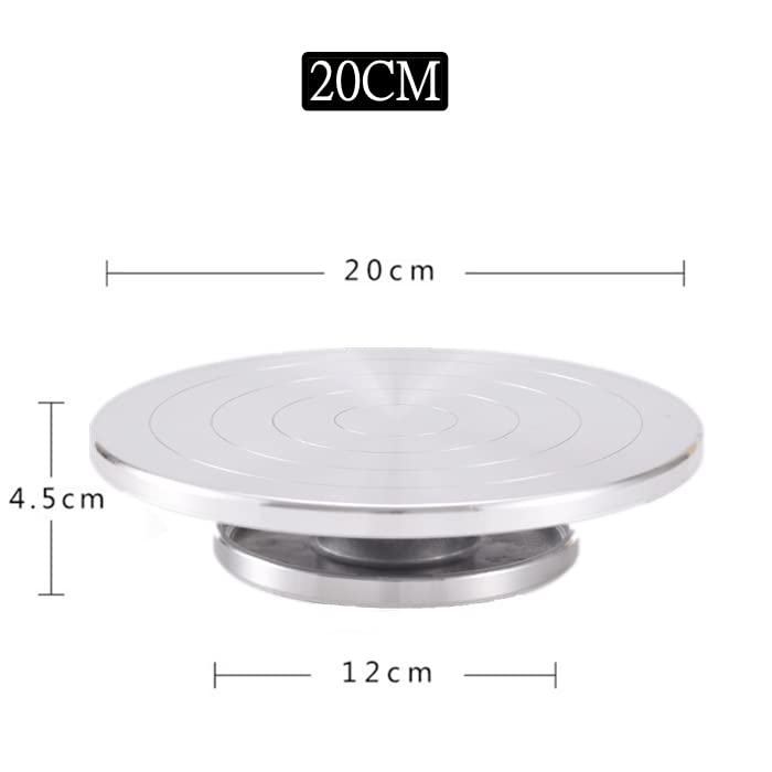 Torno de Alfarero,Plato Giratorio para Esculpir Plato Giratorio Aluminio/Cerámica (15-30CM) para Arcilla, Escultura y Pastel DIY(20CM)