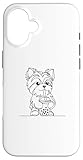 yorkshire terrier minimalist boba bubble tea, amante dei cani custodia per iphone 16