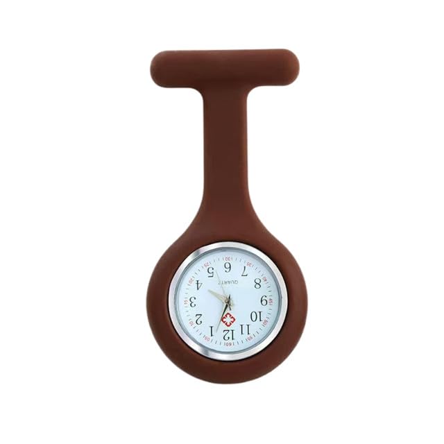 Silicone Pocket Watch for Women Doctors and Nurses | Brooch Pin Hanging Chest Miniature Timepiece | Black-image-32
