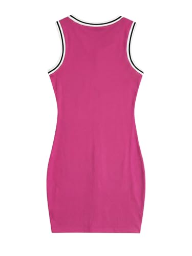 Image of SOLY HUX Women's Letter Graphic Print Color Block V Neck Sleeveless Bodycon Mini Dress