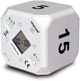 TimeCube Plus Preset Timer with 4 LED Light Alarm for Time Management, and Countdown Settings (White - 5,15,30,60 min)
