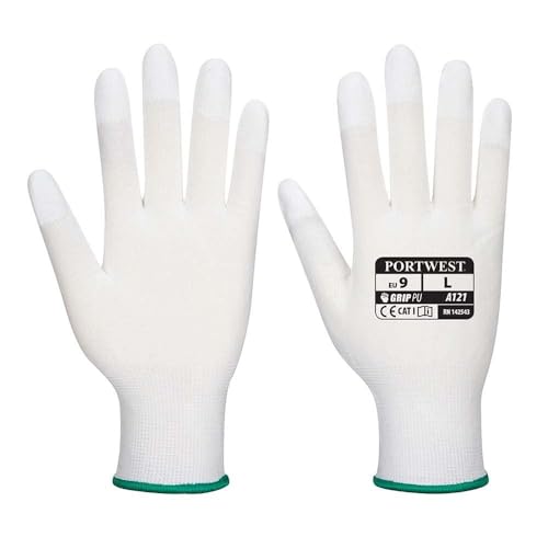 Portwest Guanti Con Punte In Poliuretano, Dimensioni: L, Colore: Bianco, A121Whrl