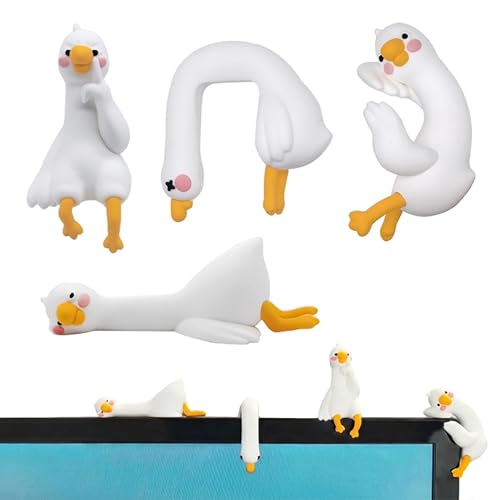 JOZRTOR Mini Resin Desk Goose Decor 4 Pcs Cute Goose Figurines Set