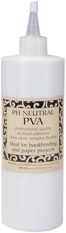 Lineco Books by Hand pH Neutral Adhesive, Archival Quality Acid-Free Dries Clear and Quick Water Soluble Lay-Flat Property, 16 Ounces (1 Pack)