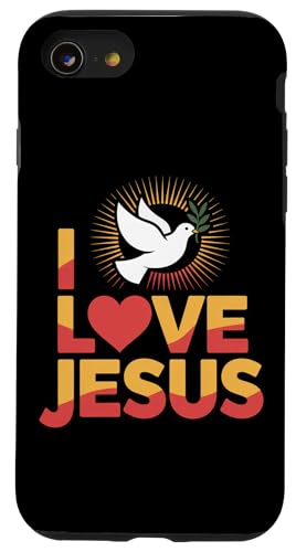 I Love Jesus Dove サンバースト 平和な信仰 スマホケース iPhone SE (2020) / 7 / 8 用
