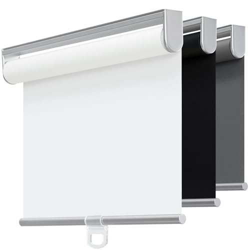 TOVALOR Cordless 100% Blackout Roller Shades for Windows,UV Protection Pull Down Shades,Room Darkening Door Blinds Thermal Insulated Fabric for Home Office and Bedroom(14