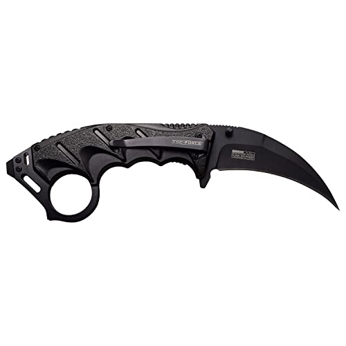 Image of Tac-Force Folding Pocket Knife - Black Stainless Steel Hawkbill Blade and Black Aluminum Handle with Pocket Clip, Liner Lock, Tactical, EDC, Rescue - TF-957BK