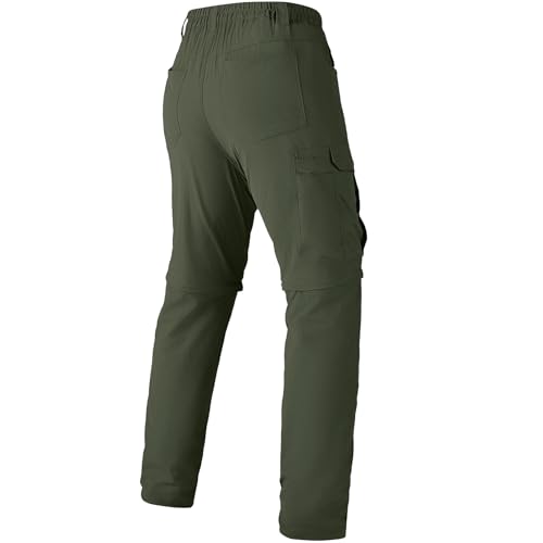 Mens Hiking Convertible Cargo Pants Lightweight Quick Dry Zip Off Waterproof Outdoor Safari Travel Fishing Hunting Tactical Pants,227,Army Green-38 - Thumbnail 2