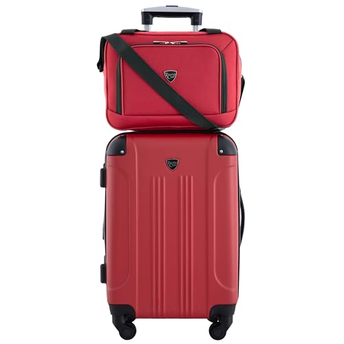Image of Travelers Club Chicago Hardside Expandable Spinner Luggage, Red, 5 Piece Set