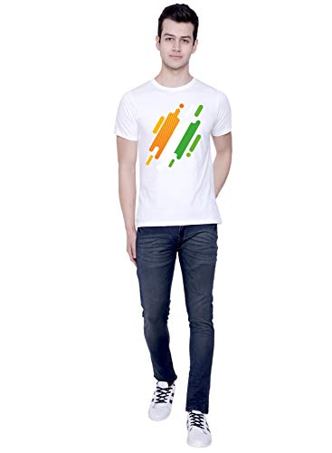 Image of Graphic Printed T-Shirt for Unisex Indian Tricolor Creative Artwork Tshirt | Casual Half Sleeve Round Neck T-Shirt | 100% Cotton | D00049-13
