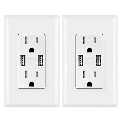 USB Outlet, Wall Charger Dual High Speed Duplex Receptacle 15 Amp, Smart 4.8A Fast Charging Capability, Tamper Resistant Outlet Wall Plate Included UL Listed White MICMI C48, 4.8A USB outlet 2pack