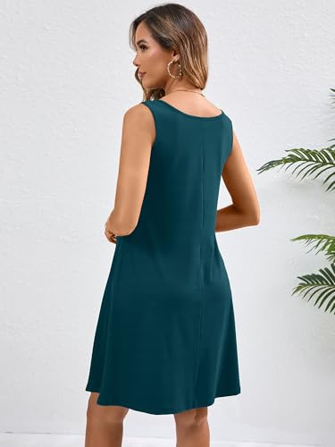 Image of KORSIS Summer Dress for Women Casual T Shirt Tank Dresses Sleeveless Swing Flowy Ladies Beach Vacation Sundress with Pocket