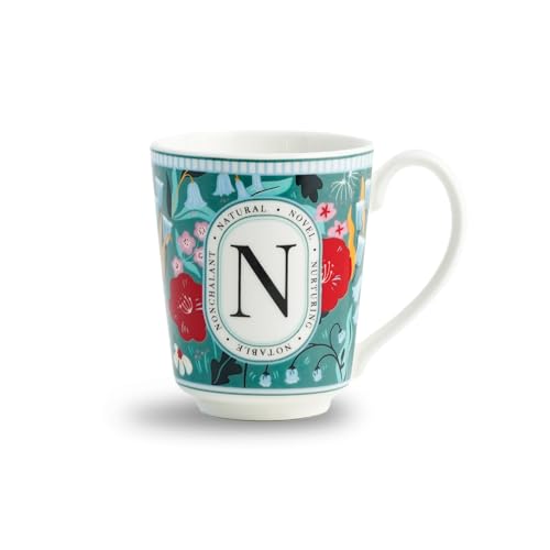 Image of Shay Alphabet Mug, 1 Pc, N, 300ml | Ceramic Mug |Glossy Finish | Ceramic Coffee Cup | Porcelain | Microwave Safe (Alphabet Mug - N)