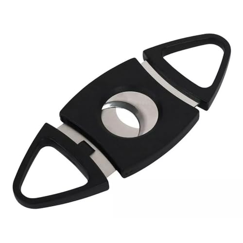 Kit com 1 Cortador De Charuto Profissional Em V Guilhotina Preto Laminas Em Aço
