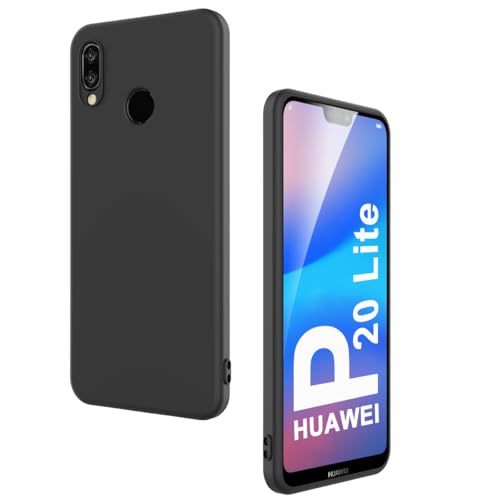 Ruayia Coque pour Huawei P20 Lite, Noir Silicone Case Protection Fine Housse Souple TPU Bumper, Antichoc Mat Black Cover Étui - 5,8 Pouces - Noir