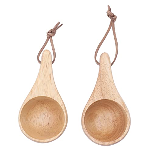 Hapivida Lot de 2 tasses Kuksa en bois, tasse de Laponie nordique portable avec lanière, tasse à café en bois faite à la main de style Finlande antique pour le camping, la randonnée, la survie