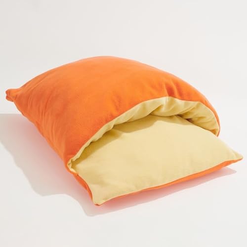 Sefoemut 猫ベッド ドーム型 猫用ハウス 犬 ペットハウス ペットベッド マット 小型犬 防寒 中型犬 室内 屋外 冬夏両用 ペットベッド 寝床 暖かい巣 取り外し可能ハウス ペット用品 猫グッズ 寒さ対策 (50cm) (オレンジ,L 65*50