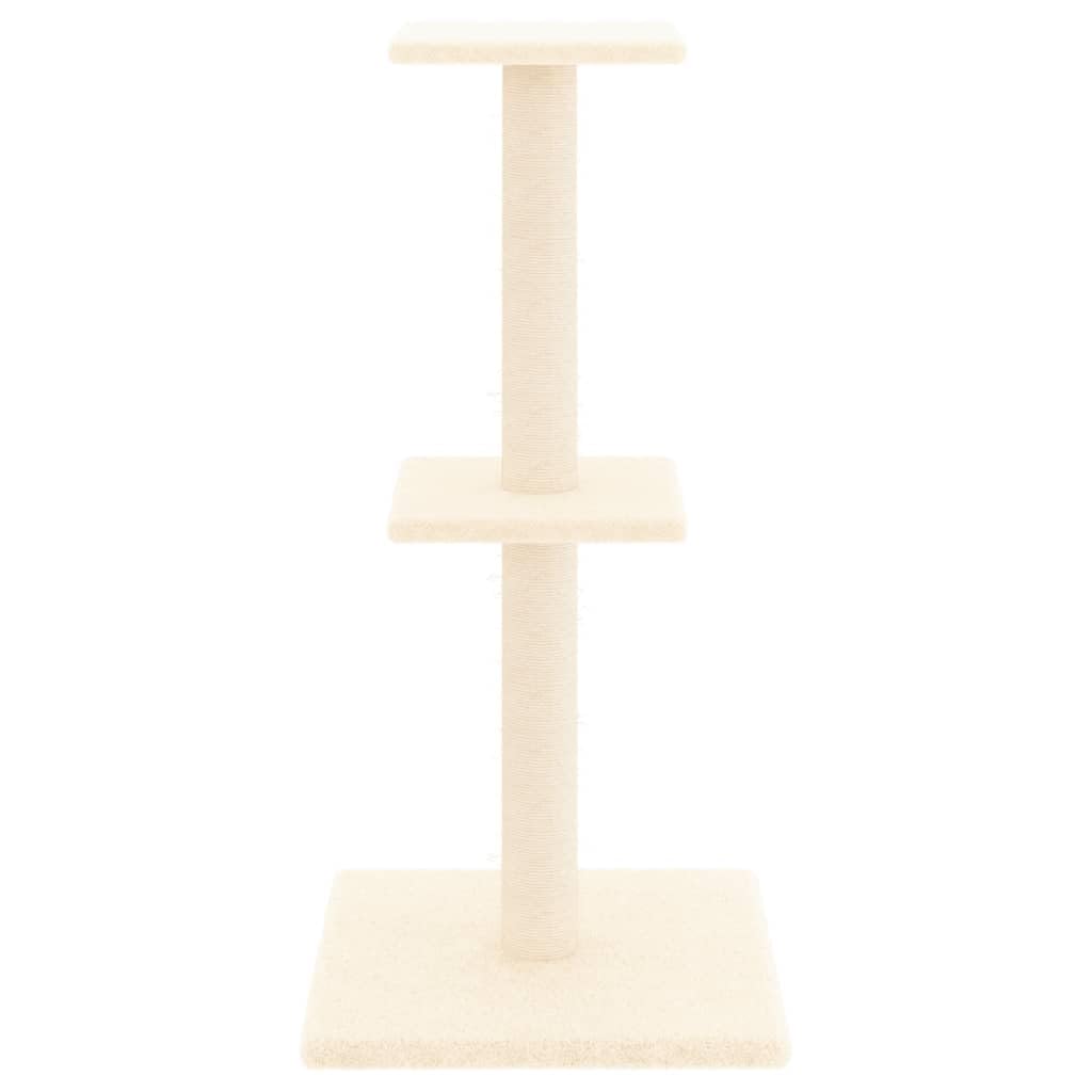 Kratzbaum mit Sisal-Kratzsäulen Creme 73 cm für Katzen, mehrstufiger Kletterbaum mit Liegeflächen, Hängematte und robustem Holz, platzsparendes Indoor-Katzenspielzeug für Wohnung und Balkon