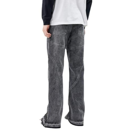 Jeans Pants Trouser Denim Spring and Autumn High Street Micro Horn Washed Men's Classic Black Retro