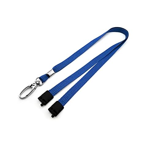 10 x Blue Lanyards for ID Badges with Safety Breakaways | Crown Systems Lanyard Neck Straps | Lanyards for ID Card Holders | Office Lanyards Cover