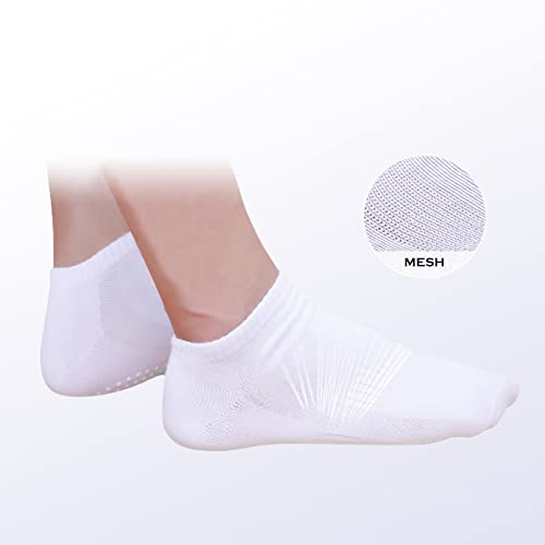 Doovid Non Slip Socks Grip Socks For Women Men Cotton Ankle Socks Yoga Socks Low Cut Pilates Socks Hospital Socks With Grips 4 Pairs White #TOP2