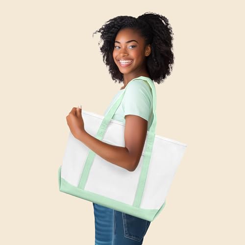 Image of DALIX 23 inch Premium 24 oz. Cotton Canvas Shopping Tote Bag