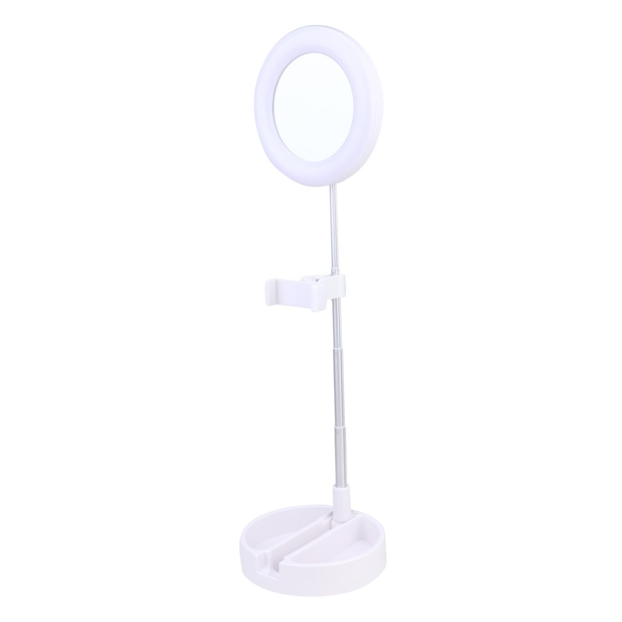 Luce ad Anello per Selfie LED Lampada per Trucco Regolabile Luce da Tavolo Multifunzionale con Supporto per Cellulare per Fotografia e Video Bianco