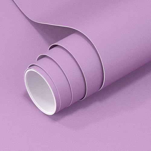 Image of Purple Solid Matt Peel and Stick Wallpaper Contact Paper Wallpaper Modern Self Adhesive Wallpaper Decorative Removable 2 x 50 Feet