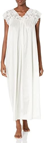 Shadowline Women's Silhouette 53 Inch Short Cap Sleeve Long Gown, Ivory, Medium