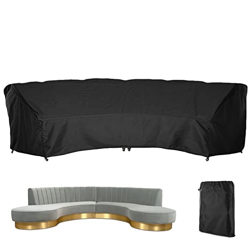 Gicov Housse de canapé incurvée imperméable pour meubles d extérieur, protection de canapé demi-lune avec cordon élastique coupe-vent pour terrasse, jardin, pelouse (304,8 x 99,1 x 91,4 cm)