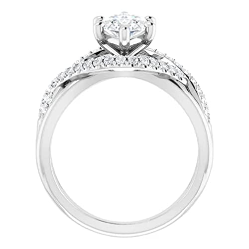 Jeweleryium 5 Ct Marquise Cut Colorless Moissanite Engagement Ring, Wedding/Bridal Ring Set, Solitaire Halo Style, Solid Sterling Silver Vintage Antique Anniversary Promise Ring Gifts For Her (7) #TOP3