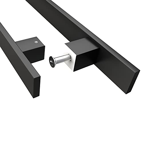 Barnsmith 36" Barn Door Push Pull Handle,Glass Door Handle,Heavy Duty Grade-304 Stainless Steel Square Commercial Door Handle,Entrance Entry Front Door Handle Office Wood Garage Handle Pull Set,Black #TOP2