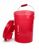 BenBow Rinse - Cubo de agua transparente de 20 litros con filtro rojo para la suciedad, incluye tapa de rosca roja premium, para agua clara en el método de dos cubos