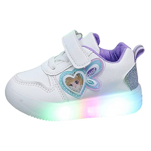 Egmy Toddler Sports Shoes New Princess Shoes Cartoon LED Lights Small and Medium Girls Fashion Board Shoes Shoes Purple, 5.5-6 Years