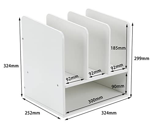 Range document et porte revue bois EasyPAG blanc avec bannette papier A4 de bureau