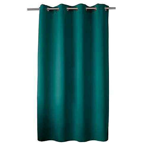 ED ENJOY HOME Rideau Obscurcissant avec Œillets argentés, Bleu Emeraude, 140x180cm, 100% Polyester, Tissu Certifié Oeko-TEX, Collection Réglisse