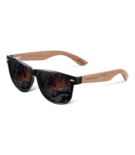 GREENTREEN Polarised Sunglasses for Men Women: Wooden Sunglasses UV400 Protection and Reduce Glare - Ideal for Driving Hiking and Traveling