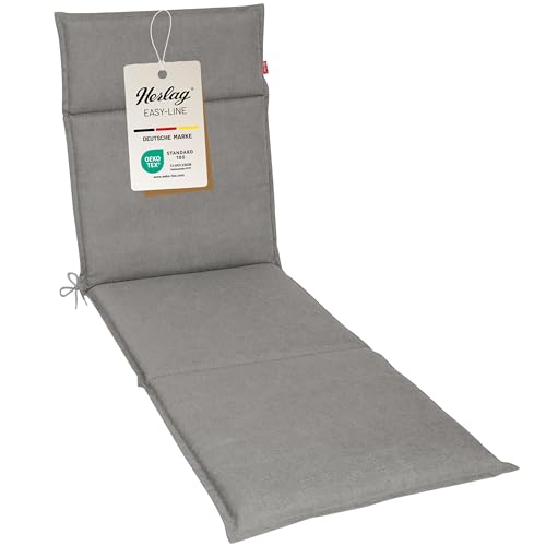 Herlag Liegenauflage Bea 190x60x4,5cm | Modernes Liegepolster | Wasserabweisende Polsterauflage für Gartenliege | Öko Tex 100 | Grau