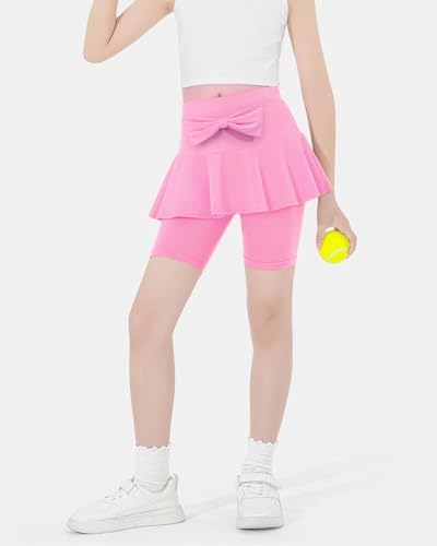 Girl's Knee Length Leggings Kids Girls Leggings with Skirt Athletic Pants for Girls Dance Running Yoga2