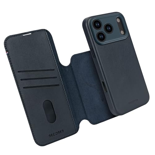 DECODED Coque pour iPhone 17 Pro, 2-en-1, Détachable, Cuir ECCO Premium, Compatible avec MagSafe, Magnétique, Protection Caméra, Bouton Camera Control, Anti-Rayures, Bleu