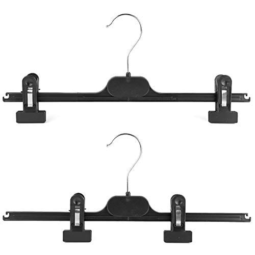20 x Durable Plastic Clip Hanger for Clothes Coat Garment Trousers and Skirts Adjustable Clip Black Hangers