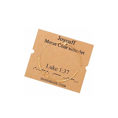 Image of JoycuFF Inspirational Morse Code Bracelets for Women Silver Beads Jewelry Encouragement Mantra Gifts for Her