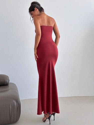 Image of SKAYS Women's Summer Dress Strapless Tube Top Cut Out Bodycon Maxi Dress Backless Going Out Casual Elegant Party Dresses