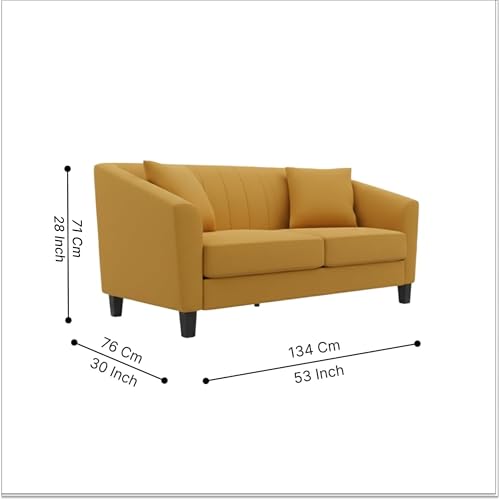 Image of Avion Natalia 3+2 Seater Sofa Set with Ottoman for Living Room Yellow | Modern 6 Person Sofas Furniture | Fabric Sofa Set 6 Seater Couch for Guests Room Festival Gifts