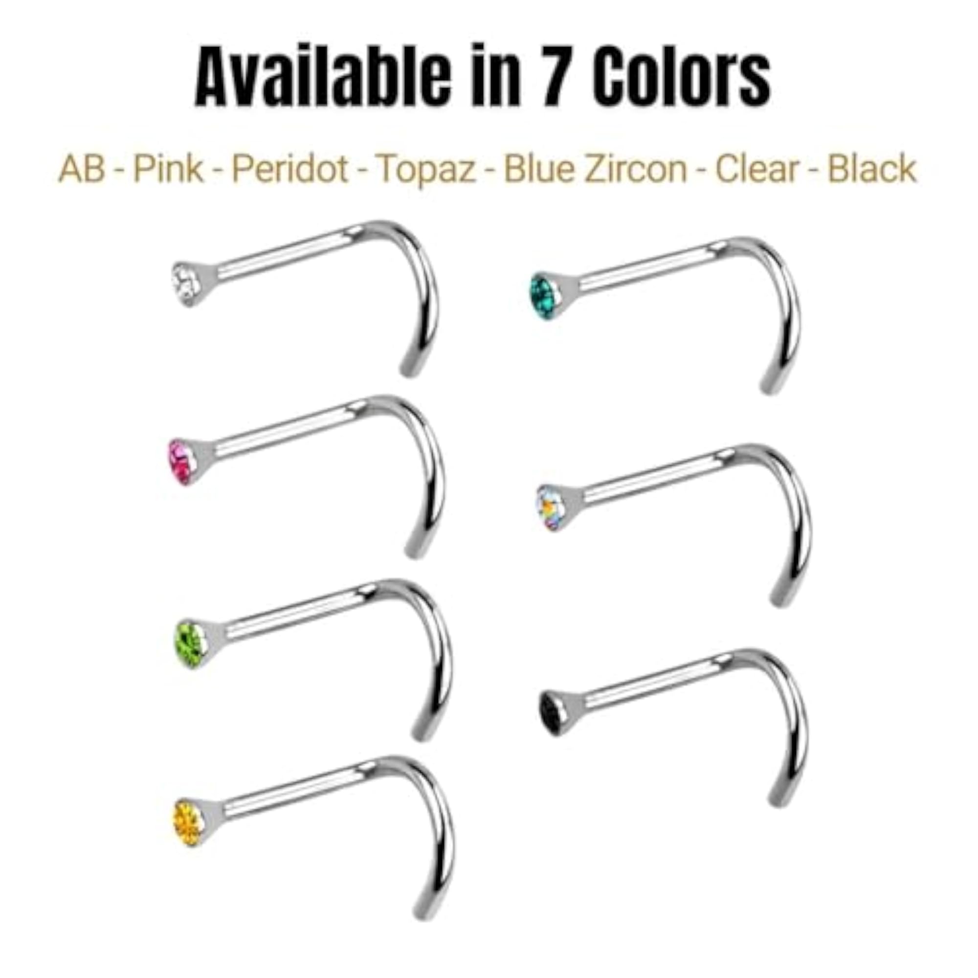 Surgical Steel Nose Screw with Crystal Stone