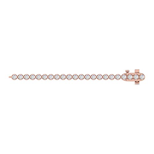 Image of 1 to 6 Carat Prong Set Round Cut Natural Diamond Tennis Bracelet for Women in 14K Gold (7 Inch) (I1-I2 Clarity)